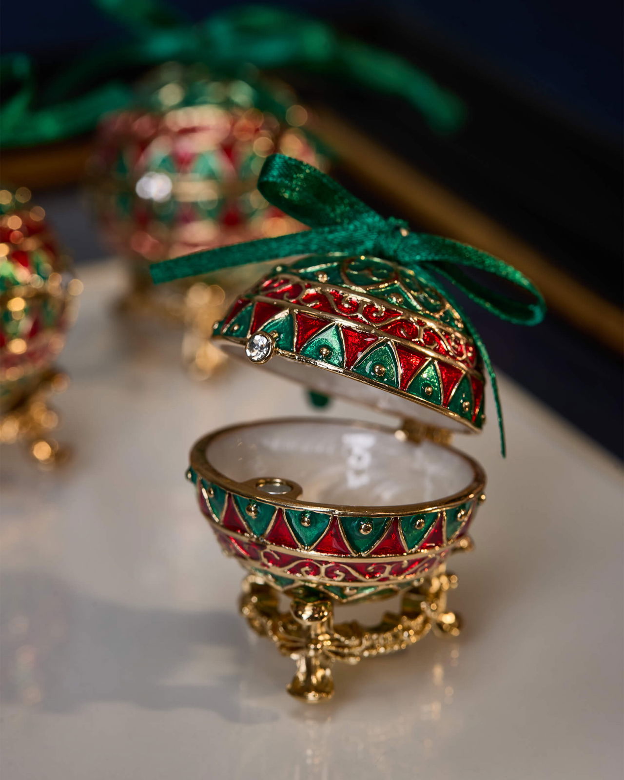 Leonard fabergéägg julgransdekoration grön/röd