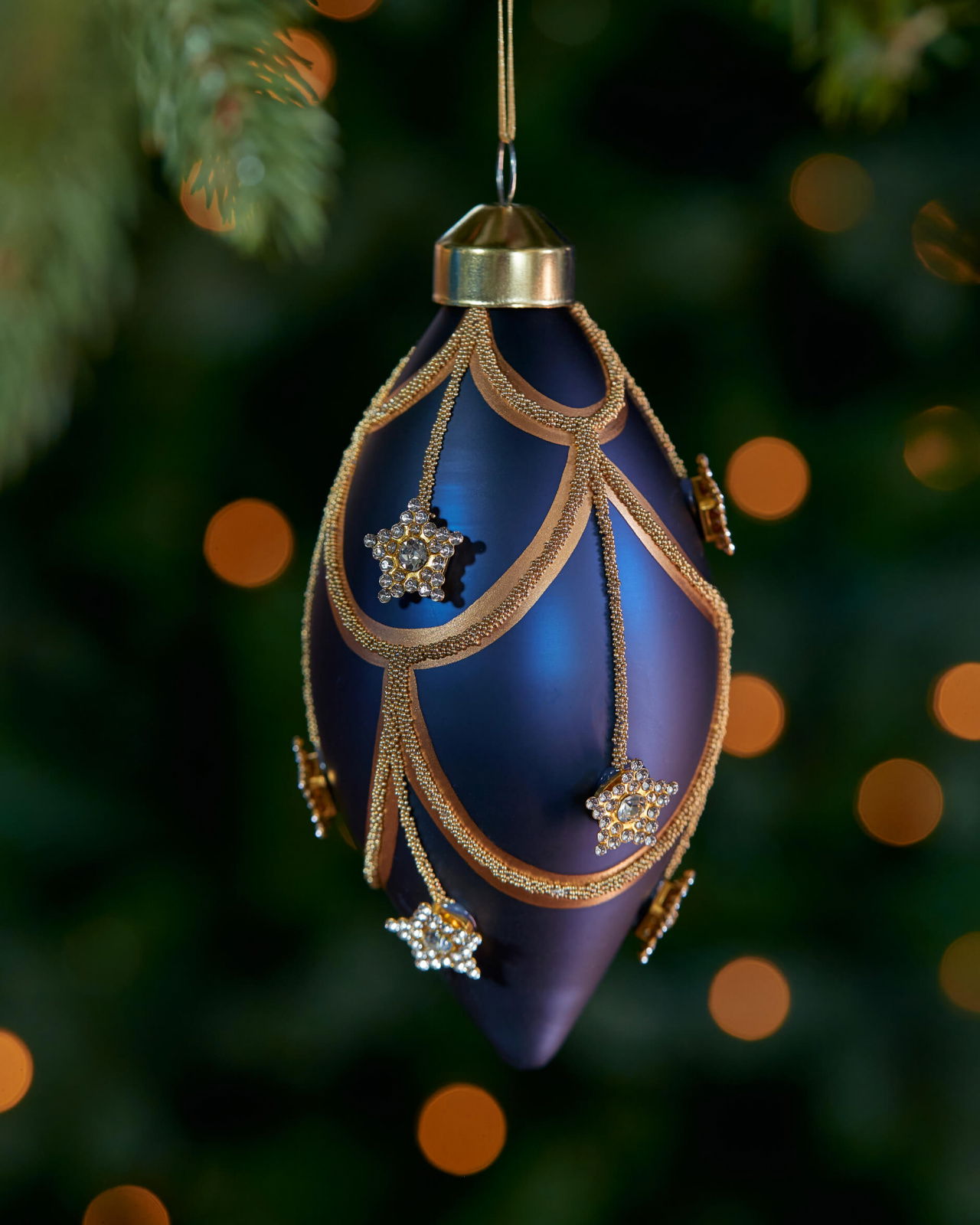 Astra Drop kerstbal blauw/goud