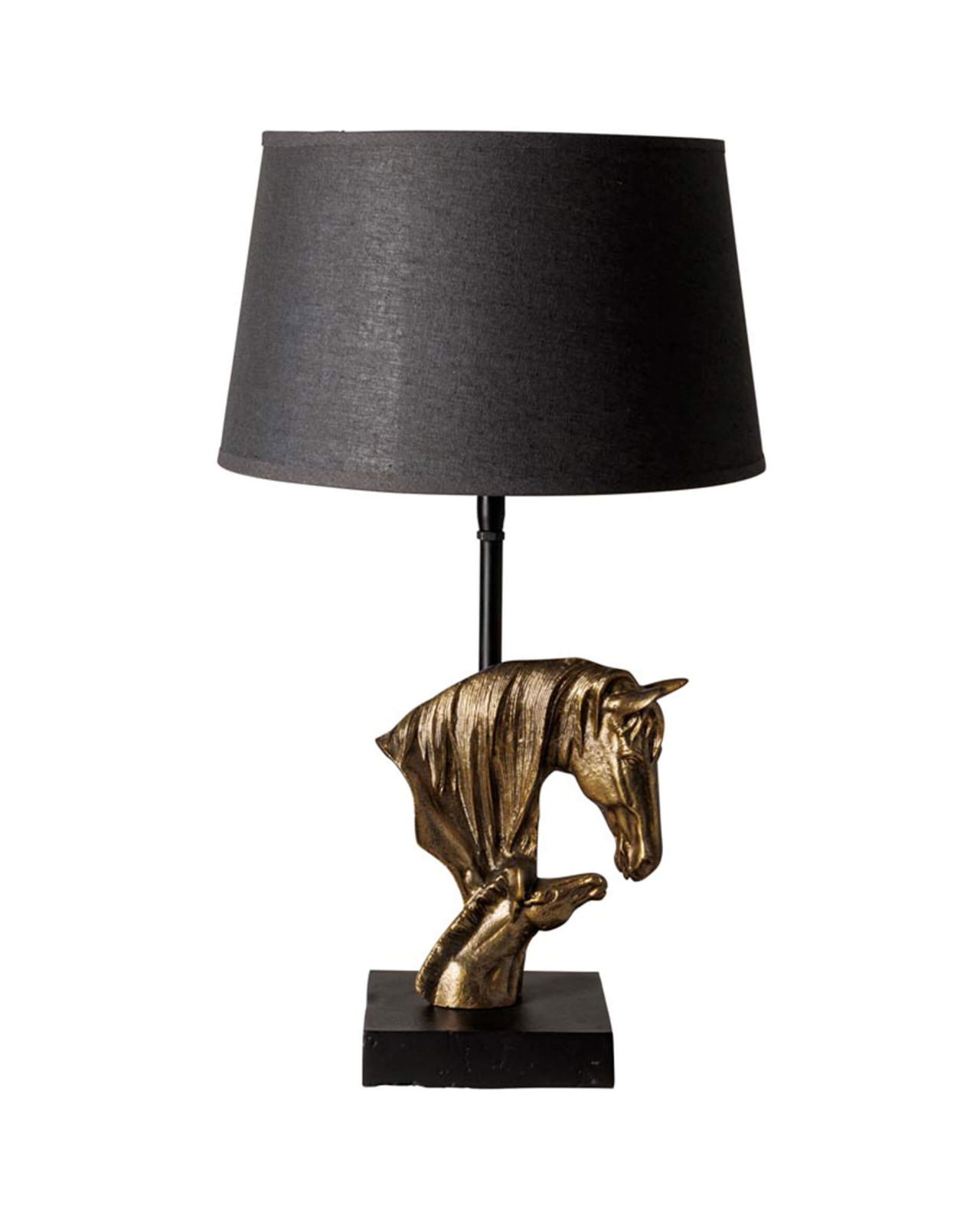 Hest bordlampe sort/guld