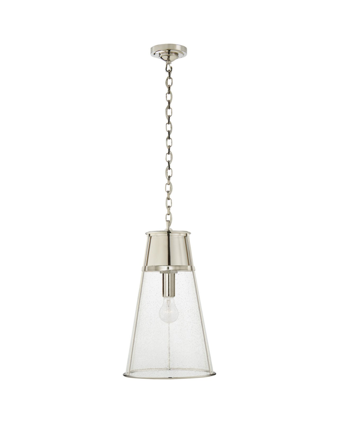 Robinson Large Pendant Polished Nickel/Seeded Glass
