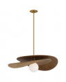 Mahalo 32" Tiered Pendant Antique Brass and Oak