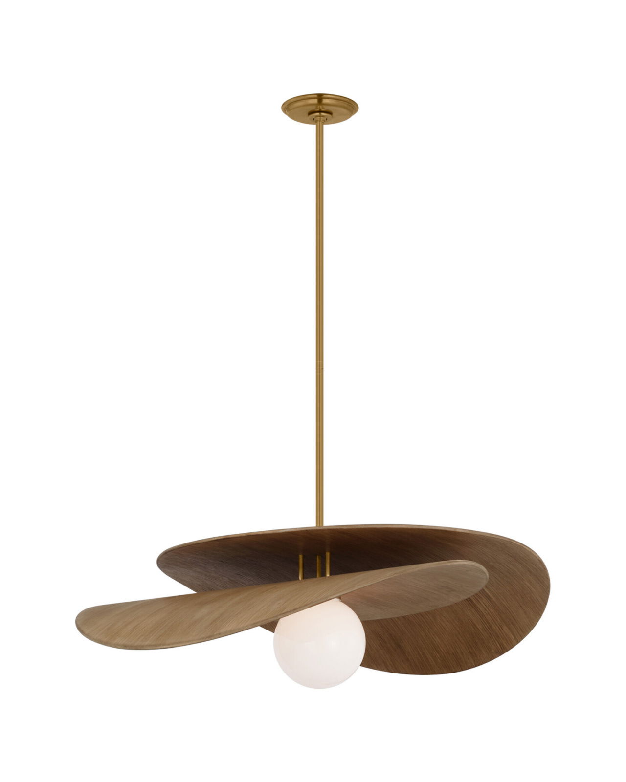 Mahalo 32" Tiered Pendant Antique Brass and Oak