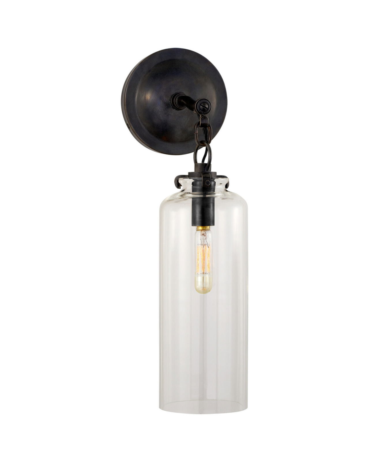 Katie Small Cylinder Sconce Bronze/Clear Glass