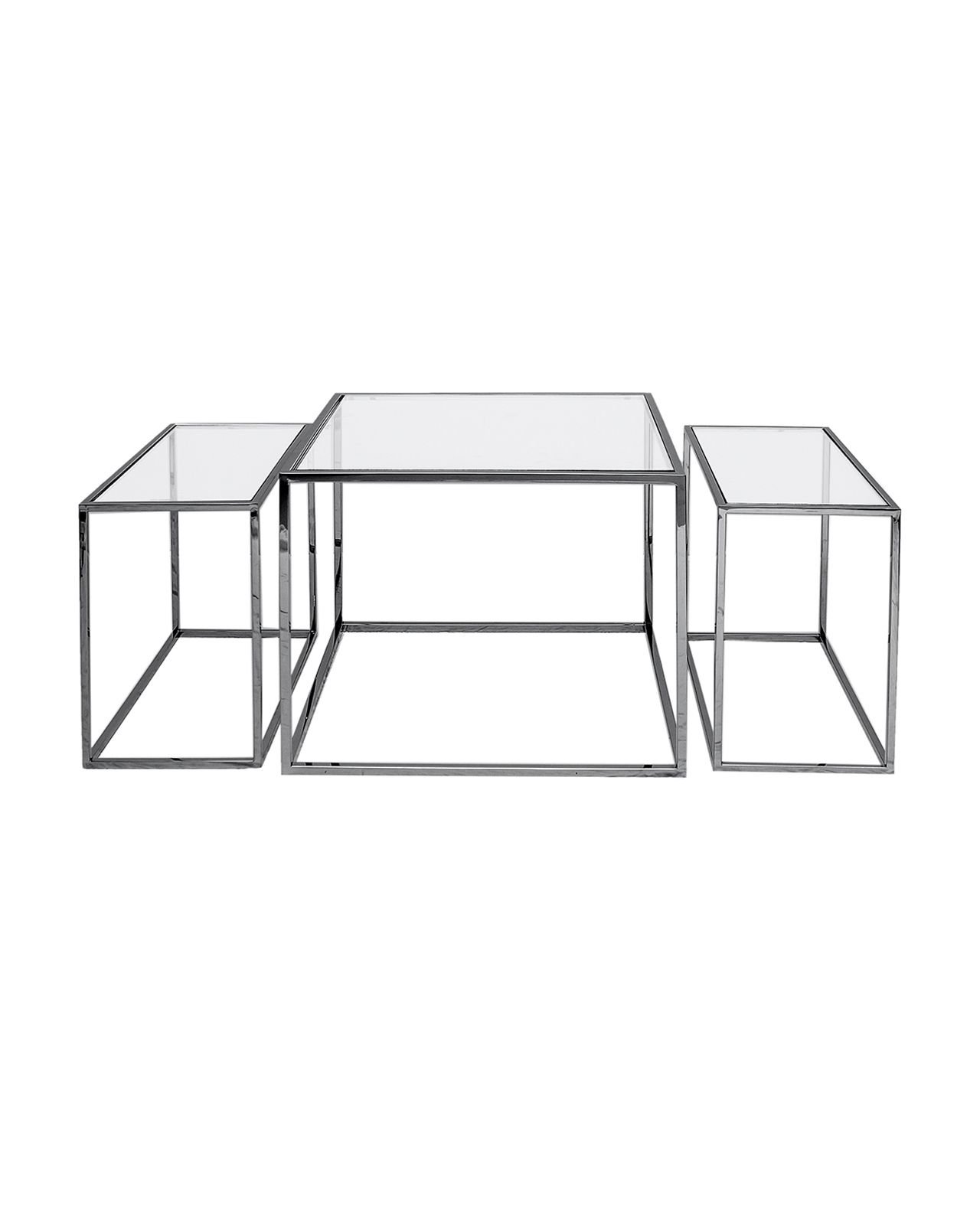 Three set table - coffee table black chrome high