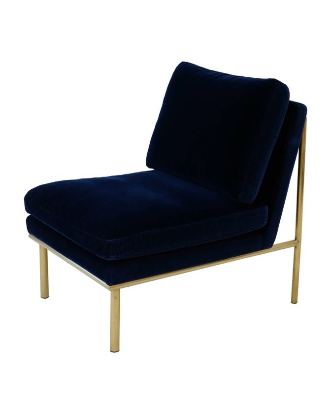 April lounge chair midnight blue / brass