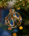 Emery kerstbal goud/blauw