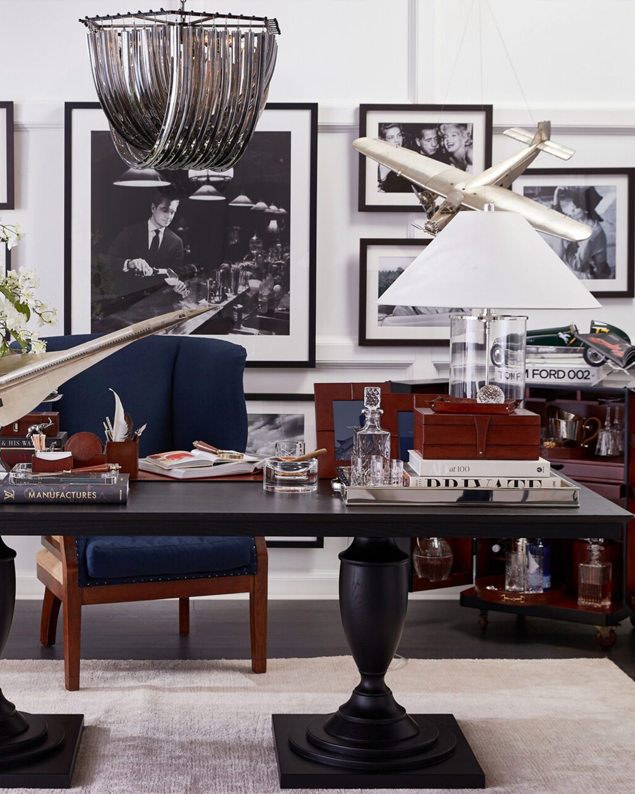 King's Desk dining table, black