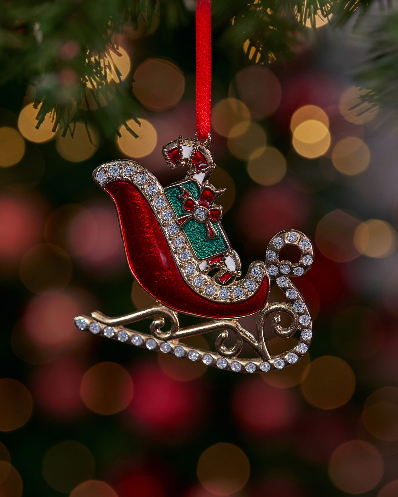 Sebastien Sleigh Ornament Red