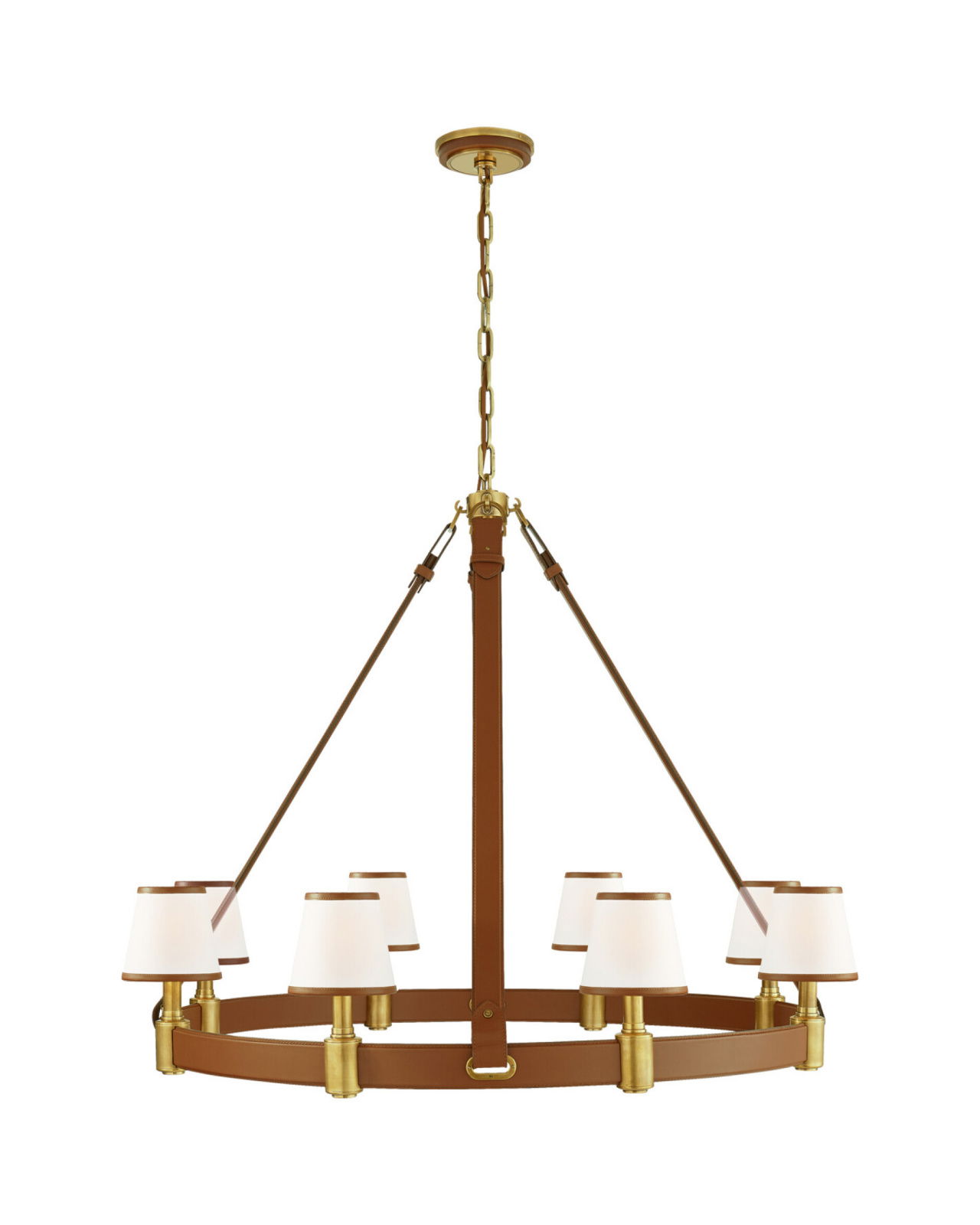 Riley Ring Chandelier Natural Brass/Saddle Leather