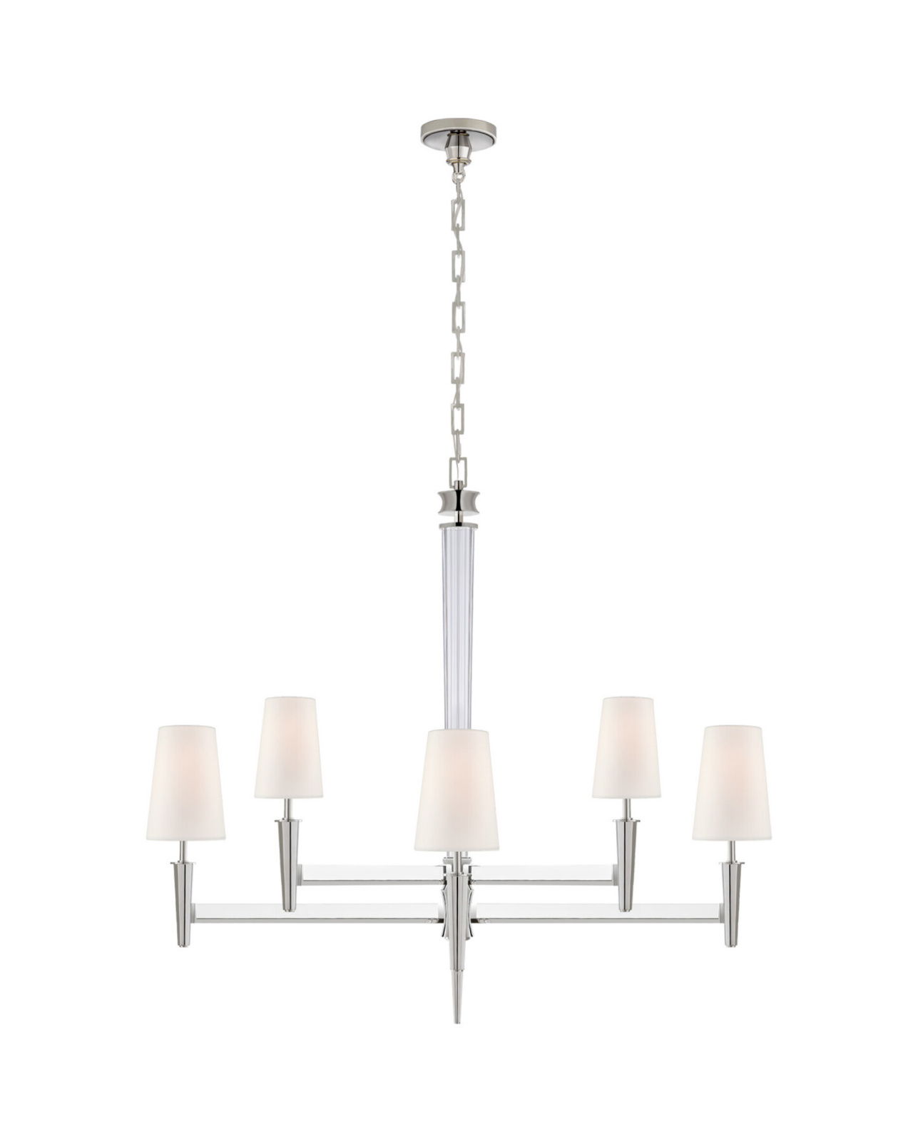 Lyra Two Tier Chandelier Polished Nickel and Crystal