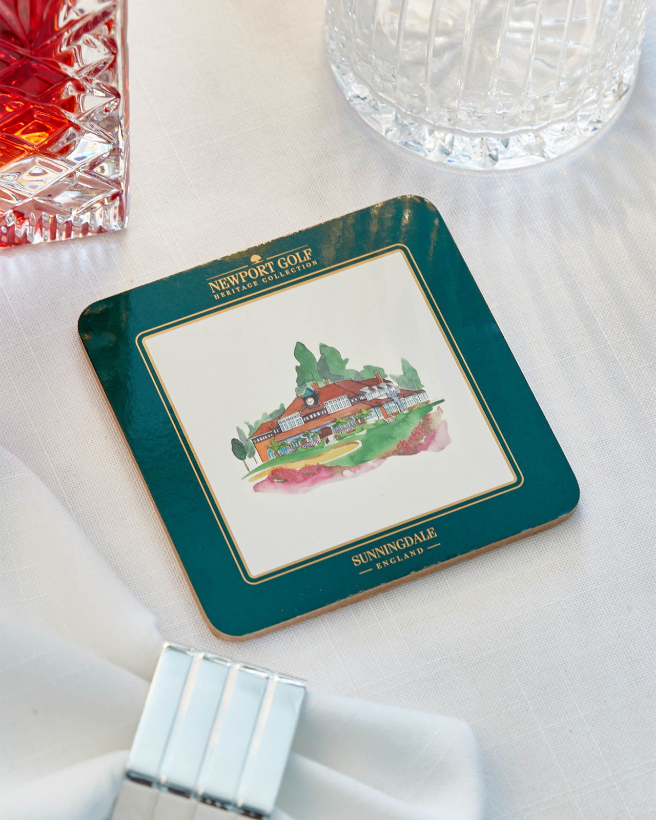 Clubhouse glasunderlägg grön/vit 6-pack