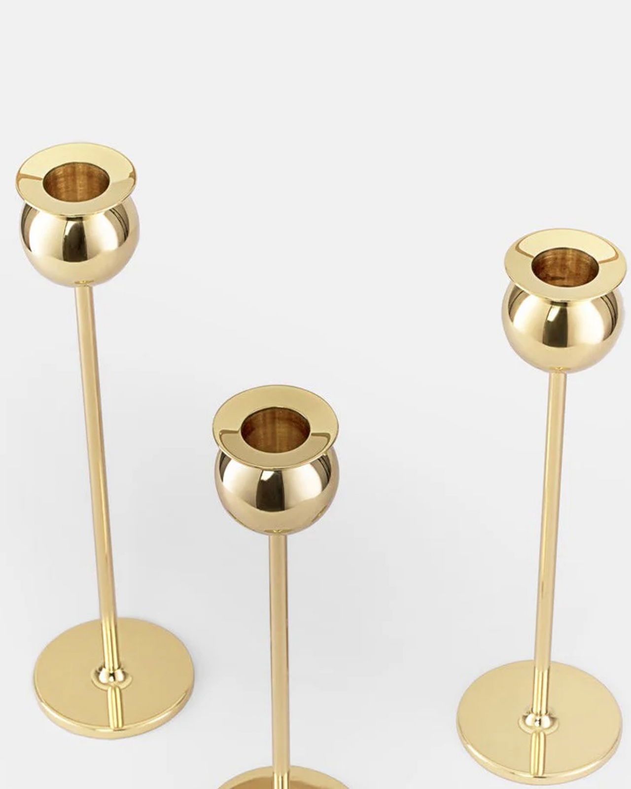 Tulp kandelaar messing set 3 stuks