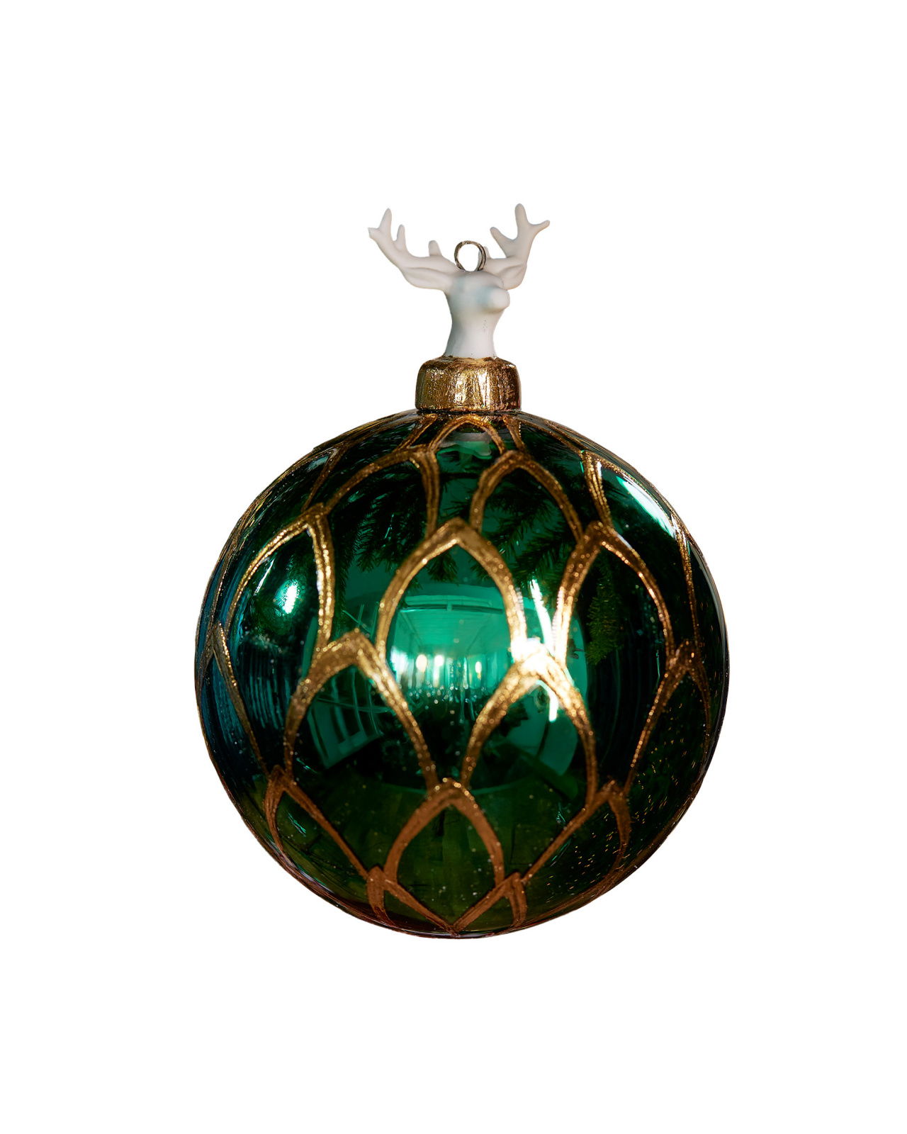 Garden Deer kerstbal groen 10 cm