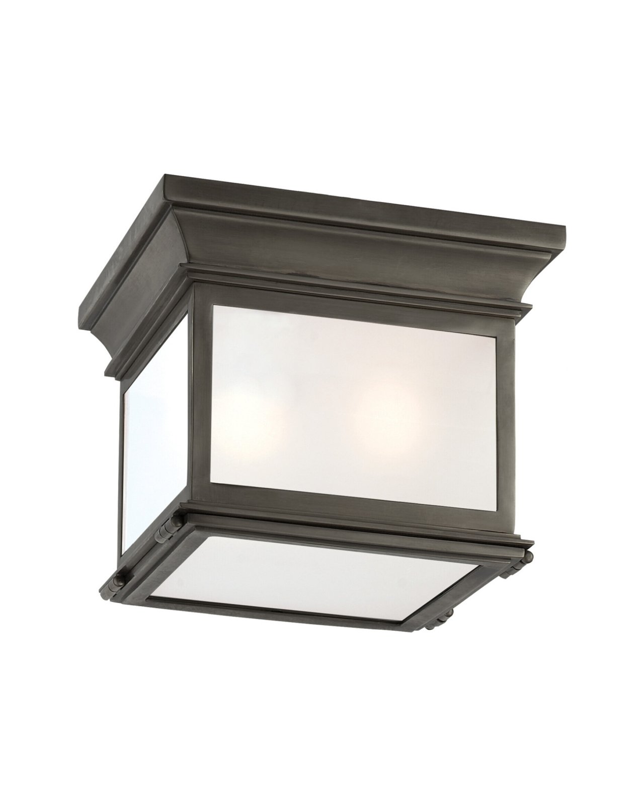 Club Square Flush Mount Bronze/Frosted Glass Small