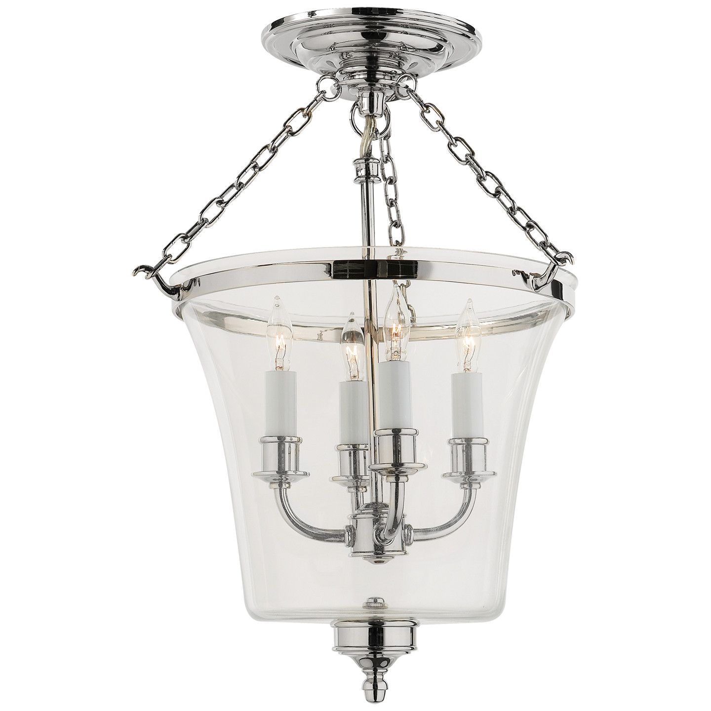 Sussex Semi-Flush Bell Jar Lantern Polished Nickel