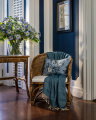 Impasto Floral Denim Cushion Cover - Blue