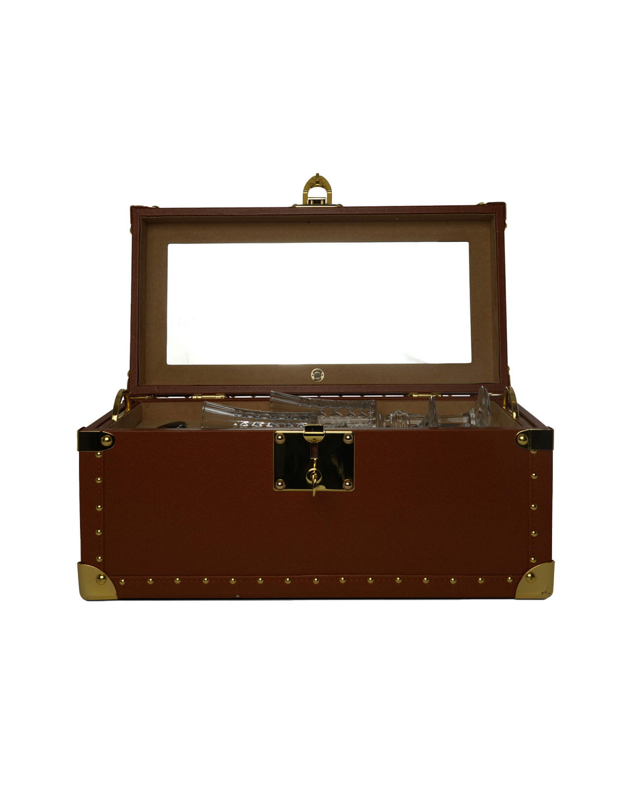 Vinglas förvaringslåda brun