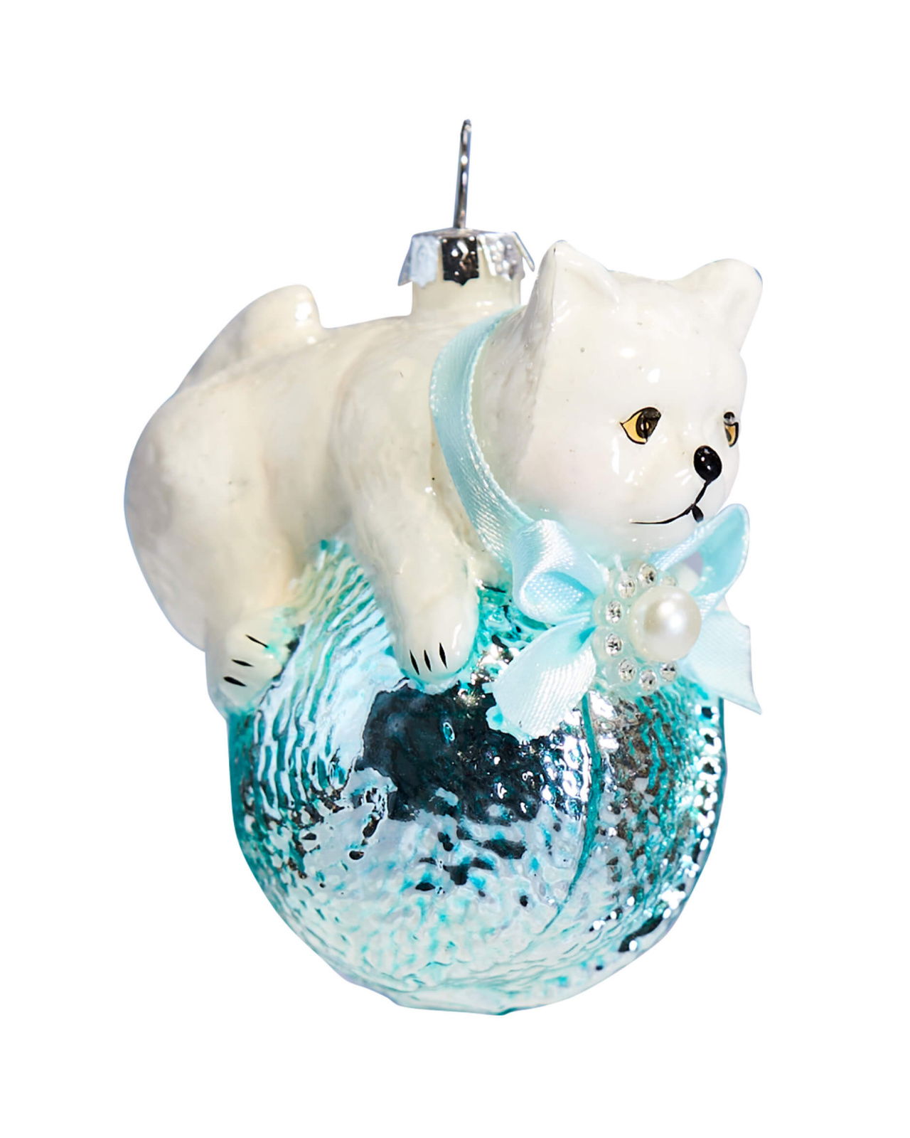 Marion katt juldekoration vit