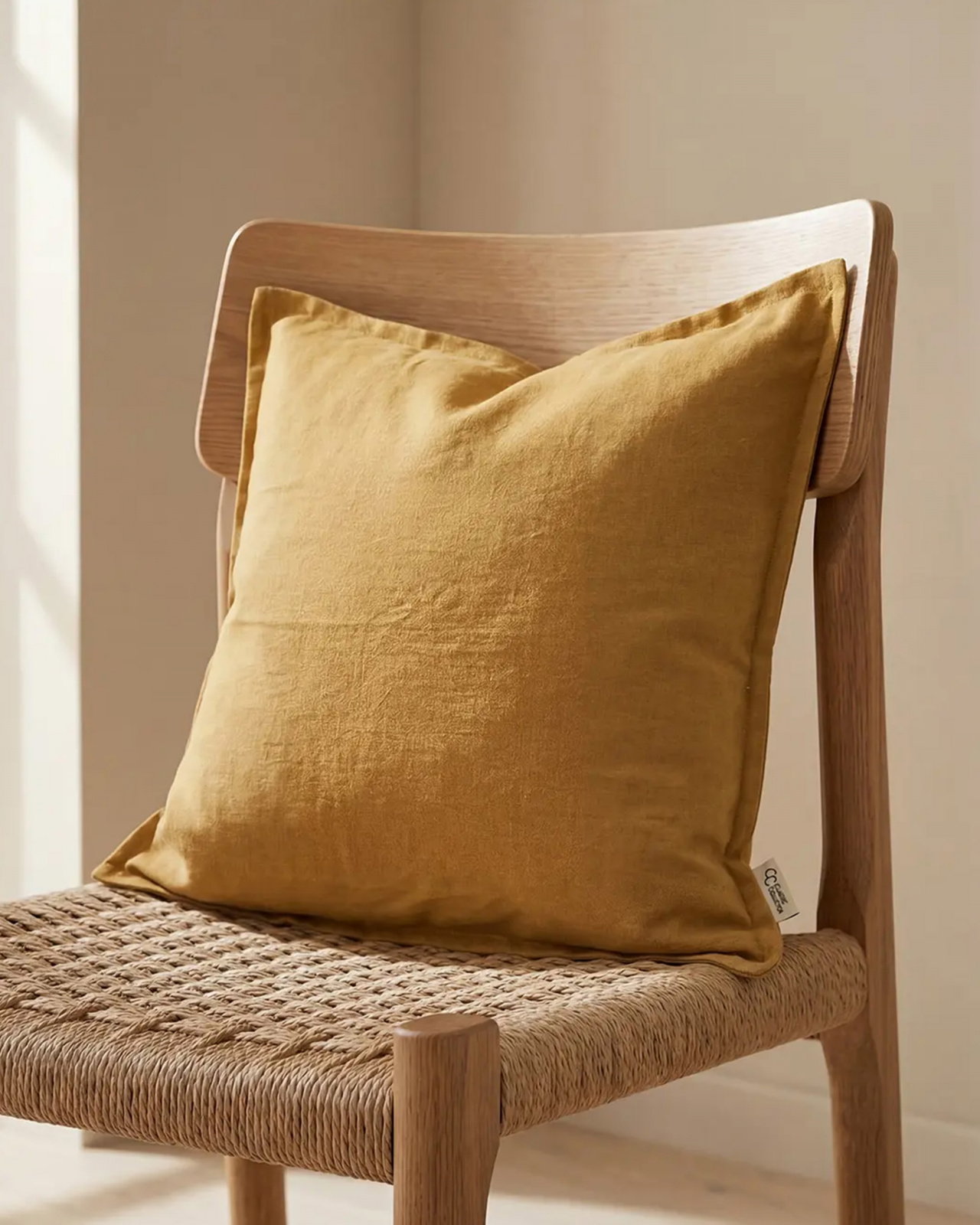 Classic Linen cushion cover ochre