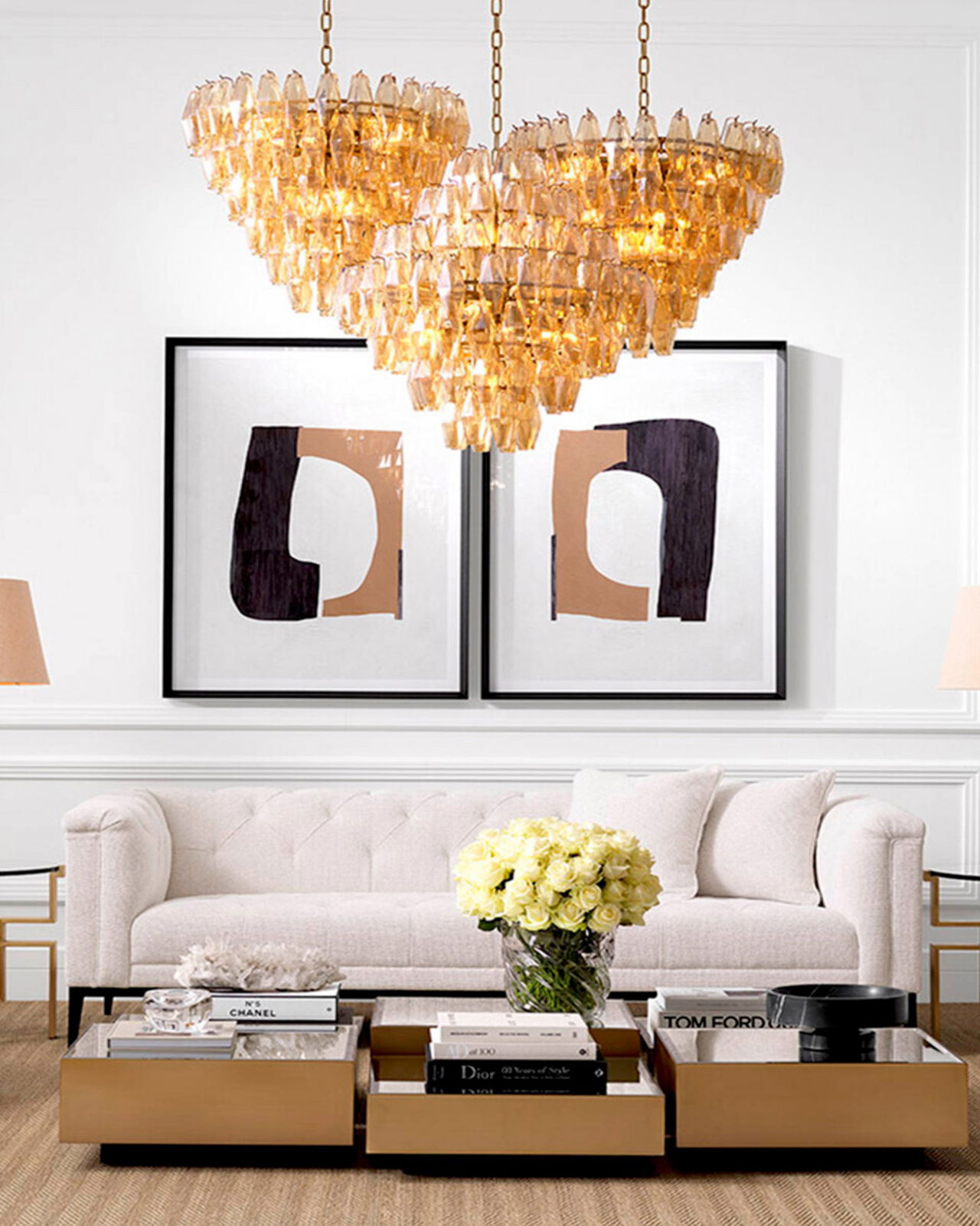 Benini Chandelier Antique Brass