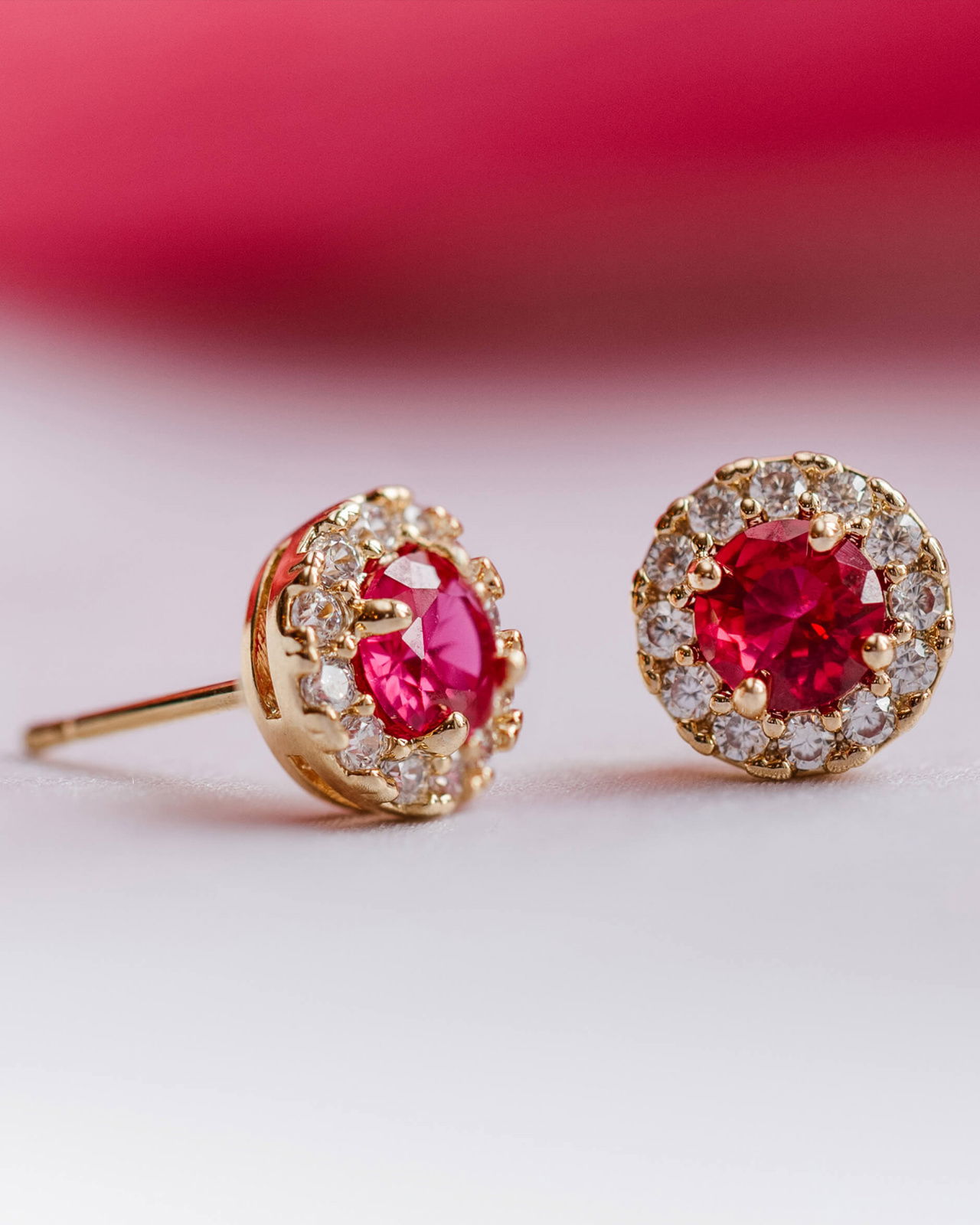 Laurie øreringe pink ruby