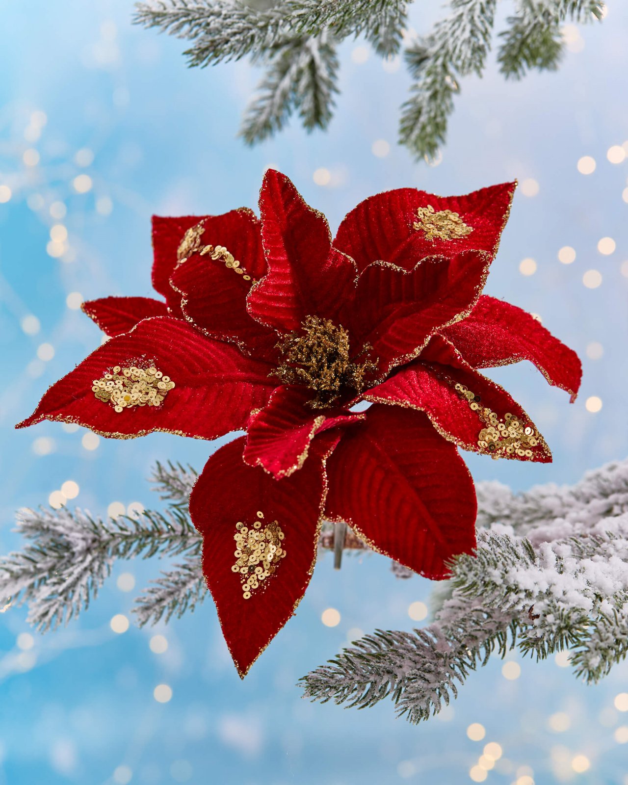 Curie Flower Christmas Decoration Red 4pcs
