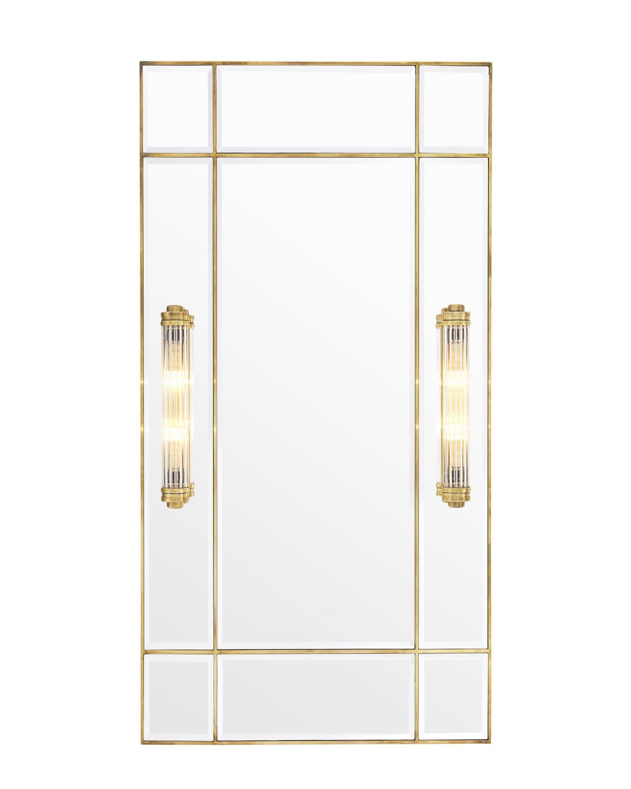 Beaumont Mirror with Lamps Brass