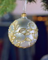 Lux Sparkling Leaves Bauble Gold 8cm