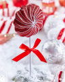 Polka Lollipop Ornament Red/White