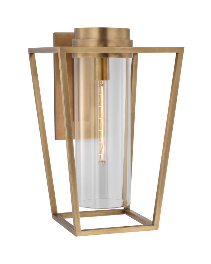 Presidio vägglampa ram antik mässing/klarglas M