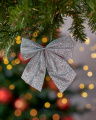 Vivienne Bow Christmas Decoration Silver 6-pack