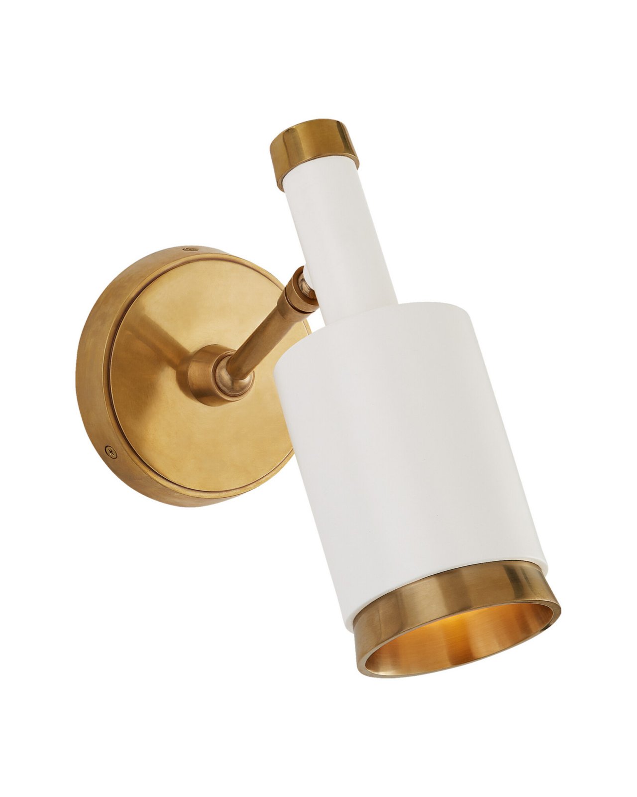 Anders Articulating Wall Light Antique Brass and White Small