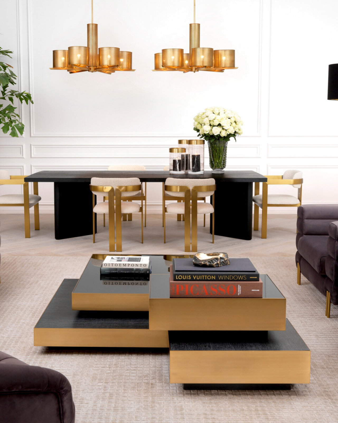 Shelton brass coffee table