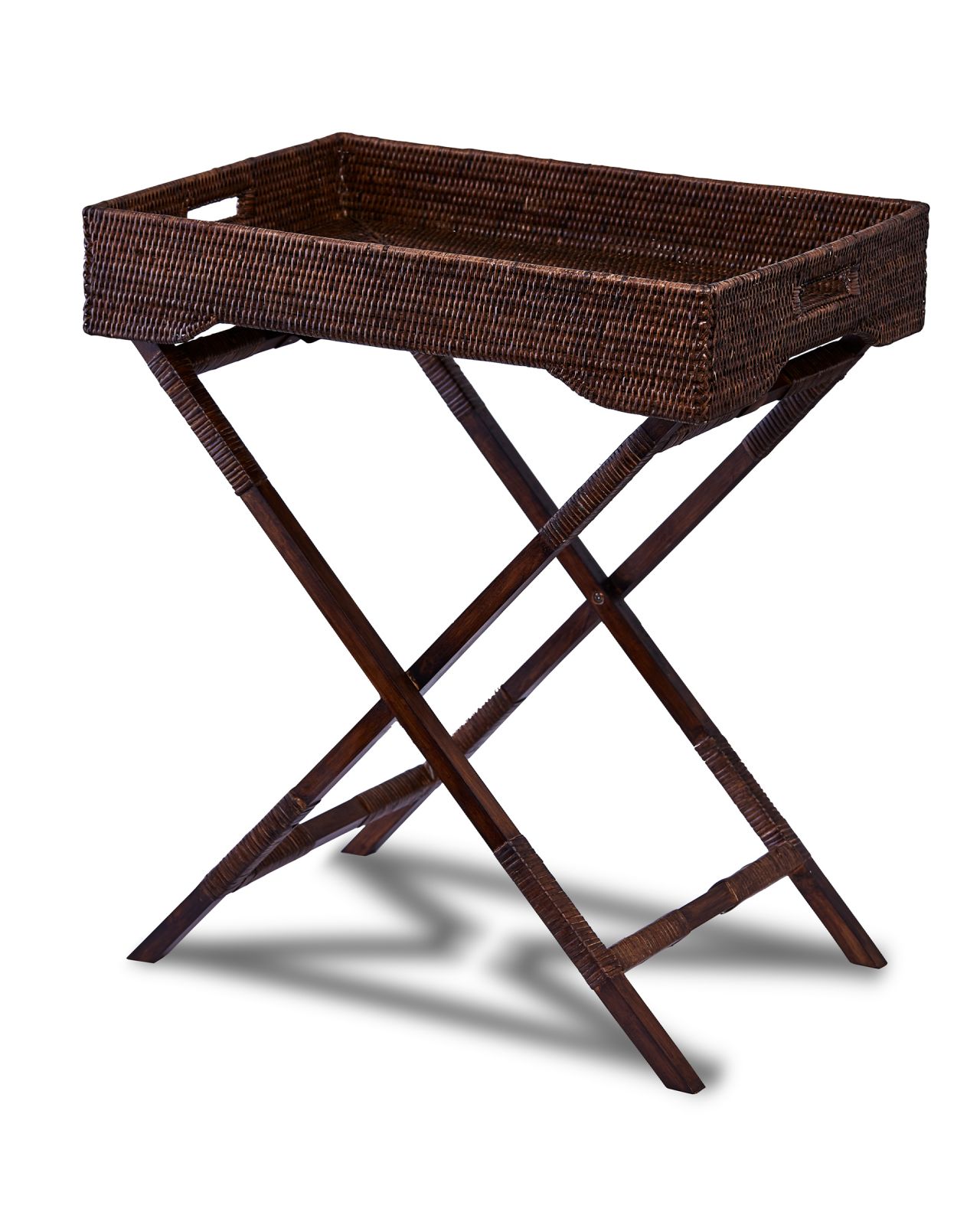 Cognac bakkebord rattan