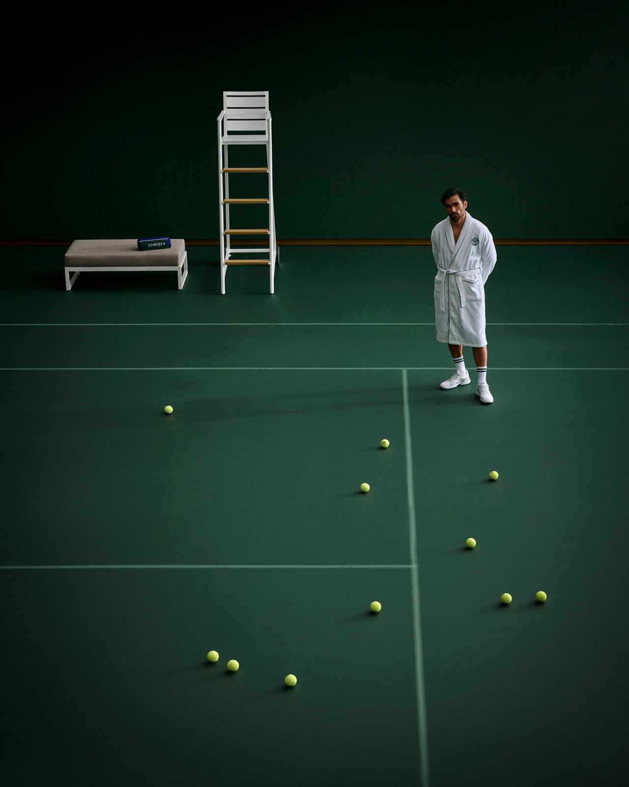 Wimbledon Baseline morgonrock vit/grön