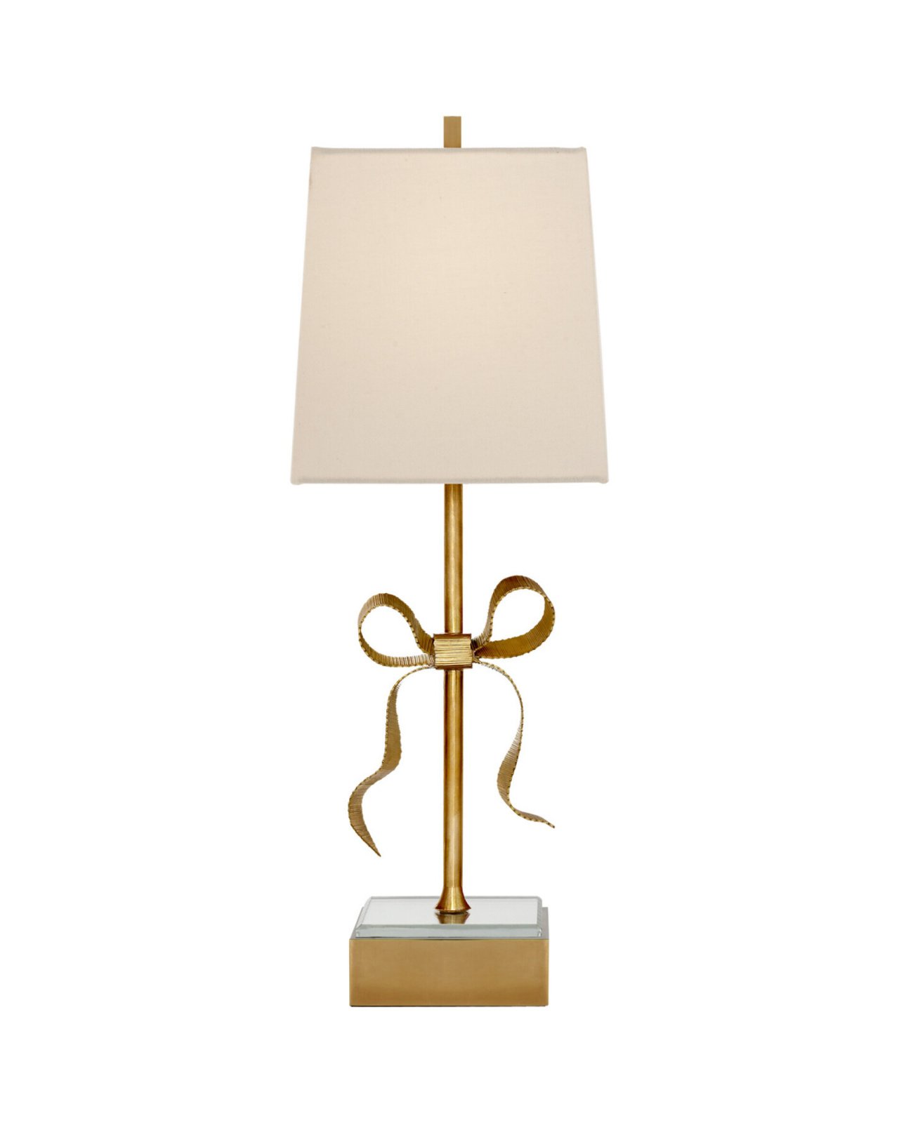 Ellery Gros-Grain Bow Table Lamp Soft Brass and Mirror