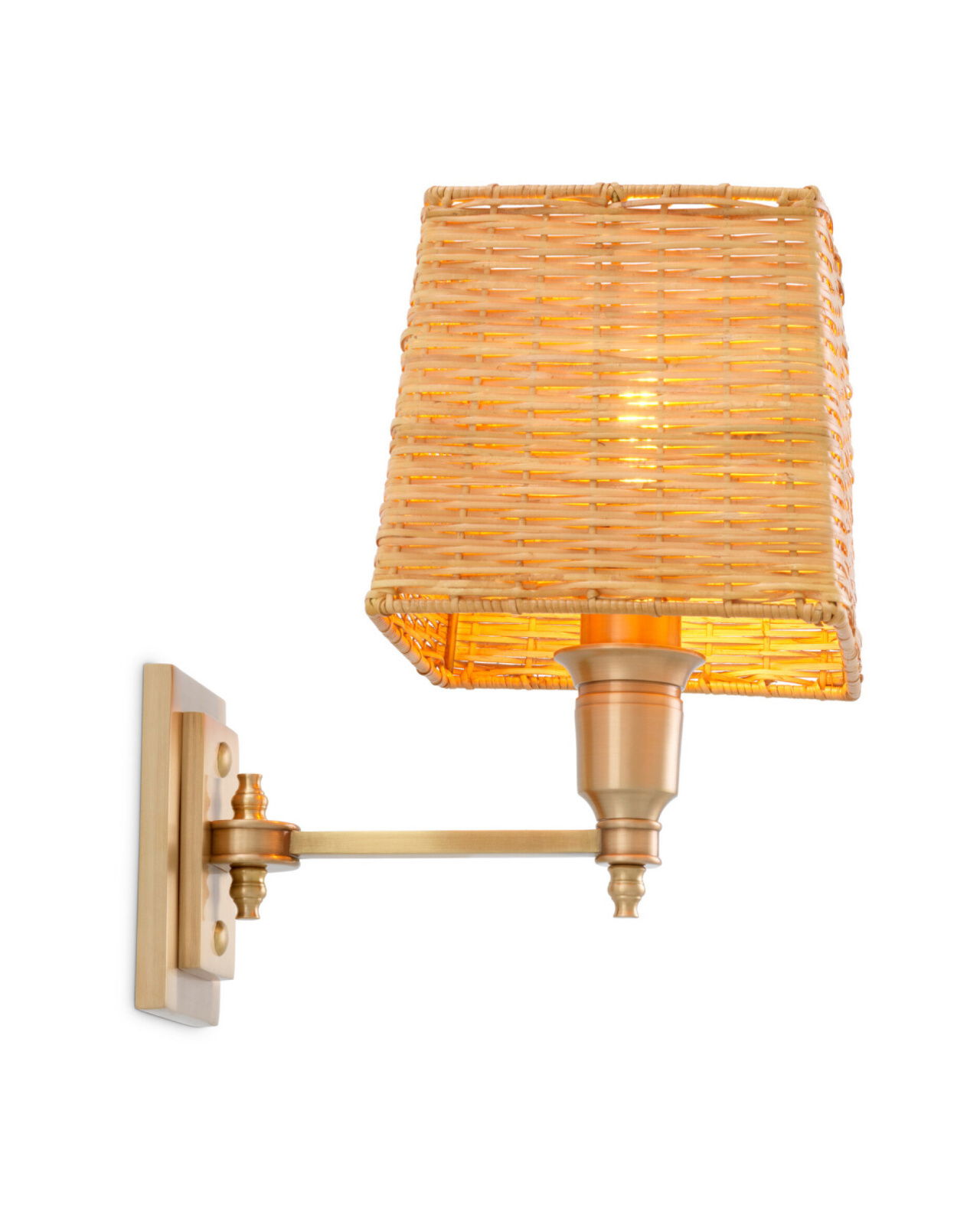 Wall Lamp Lexington Single Brass/Rattan