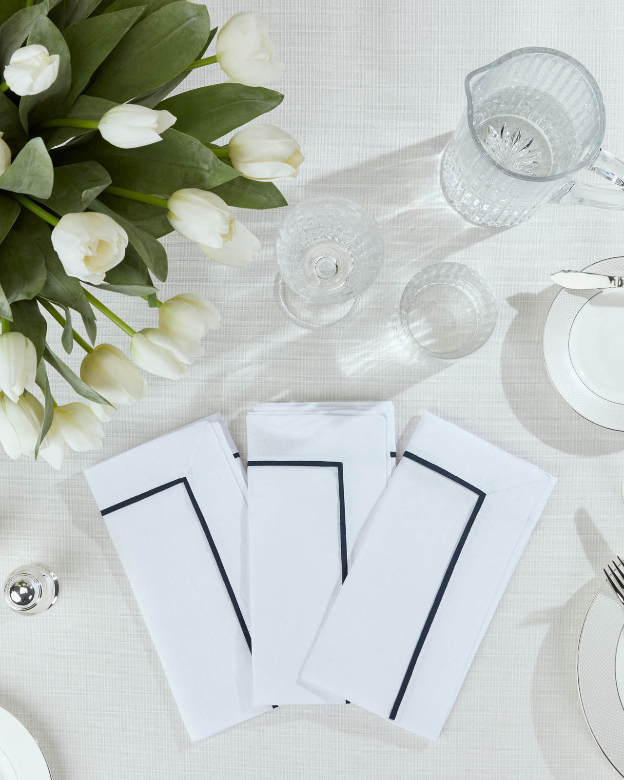 Avenue servett vit/blå