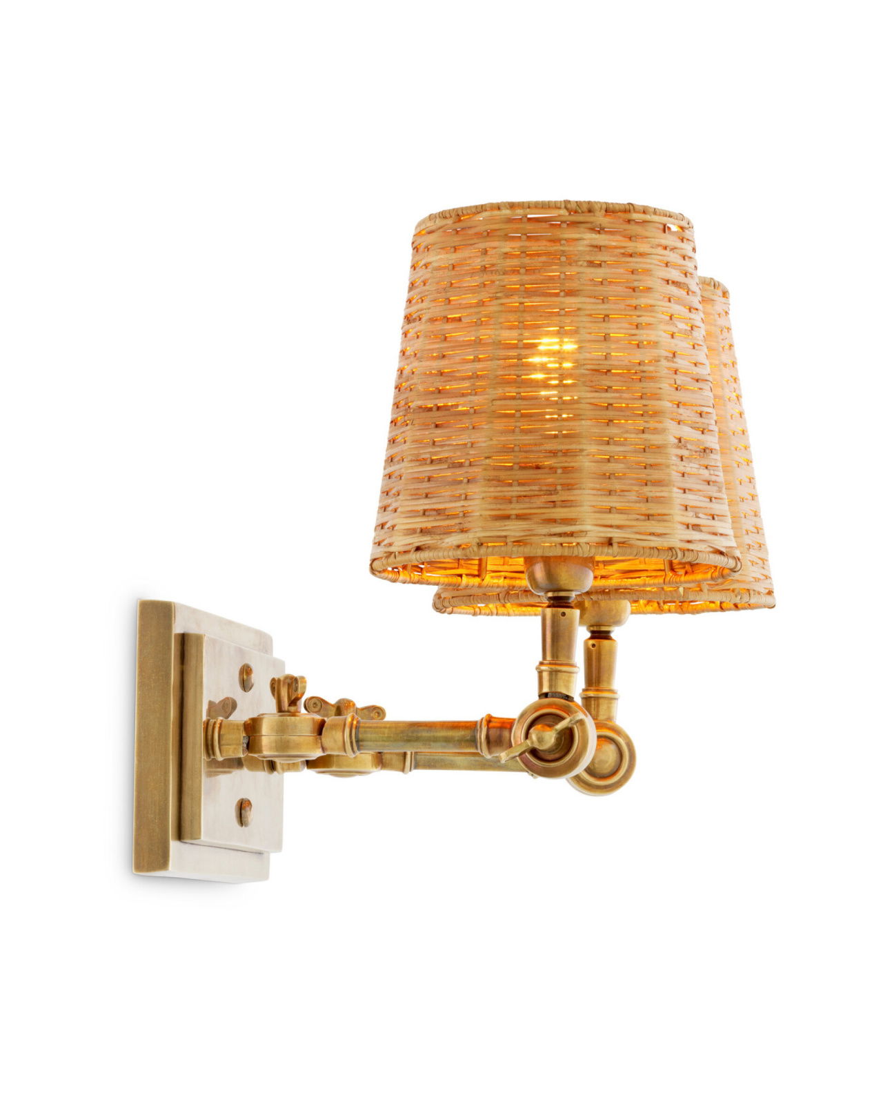 Wentworth double wall lamp brass/rattan