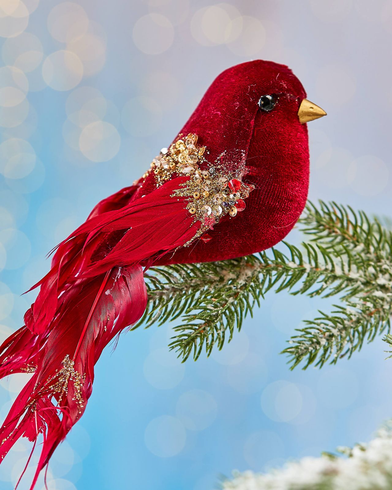 Olive-lintujoulukoriste, viininpunainen