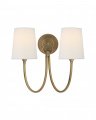 Reed Double Sconce Antique Brass/Linen
