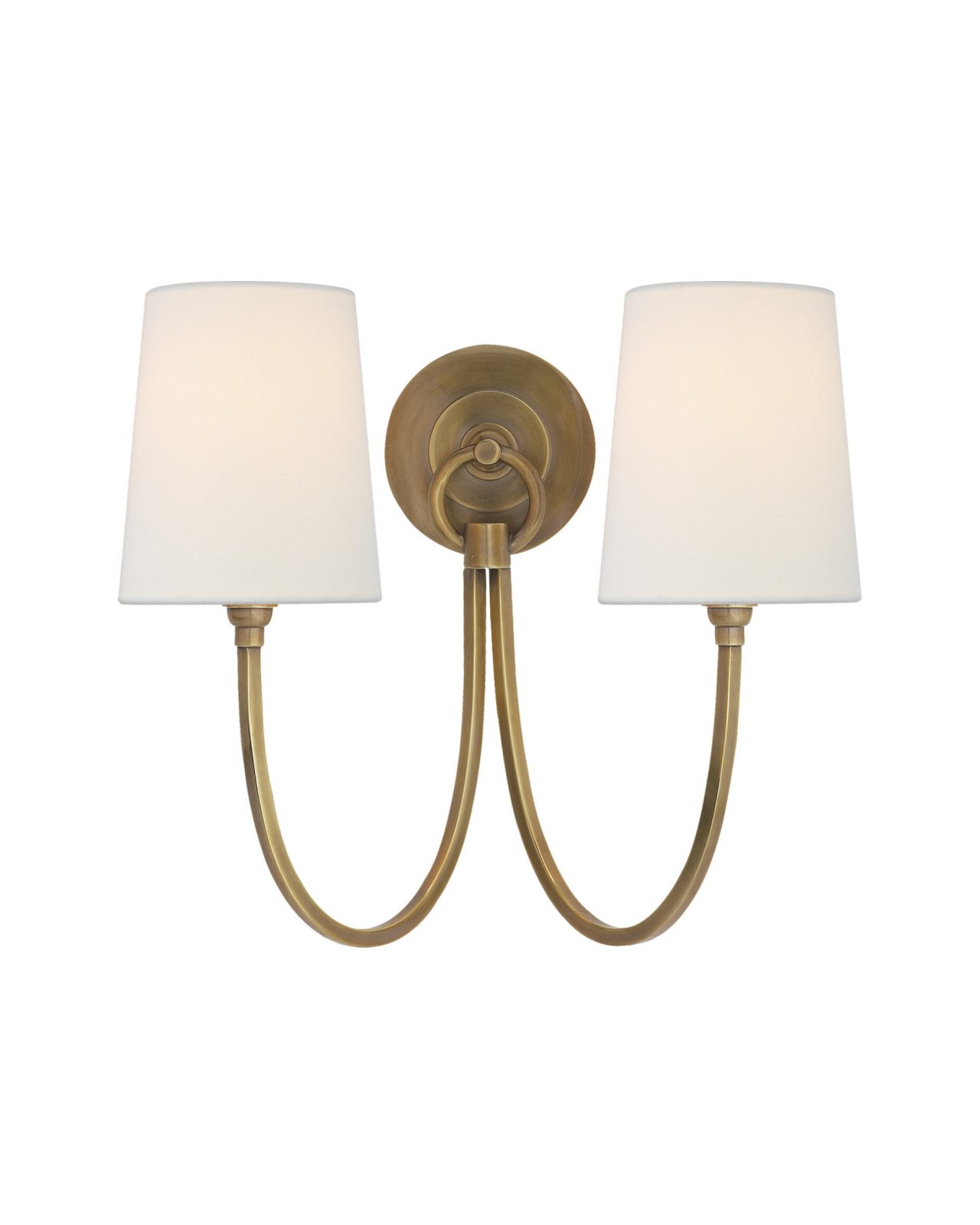 Reed Double Sconce Antique Brass/Linen