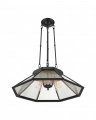 Rivington Eight-Paneled Chandelier Bronze/Clear Ribbed Glass