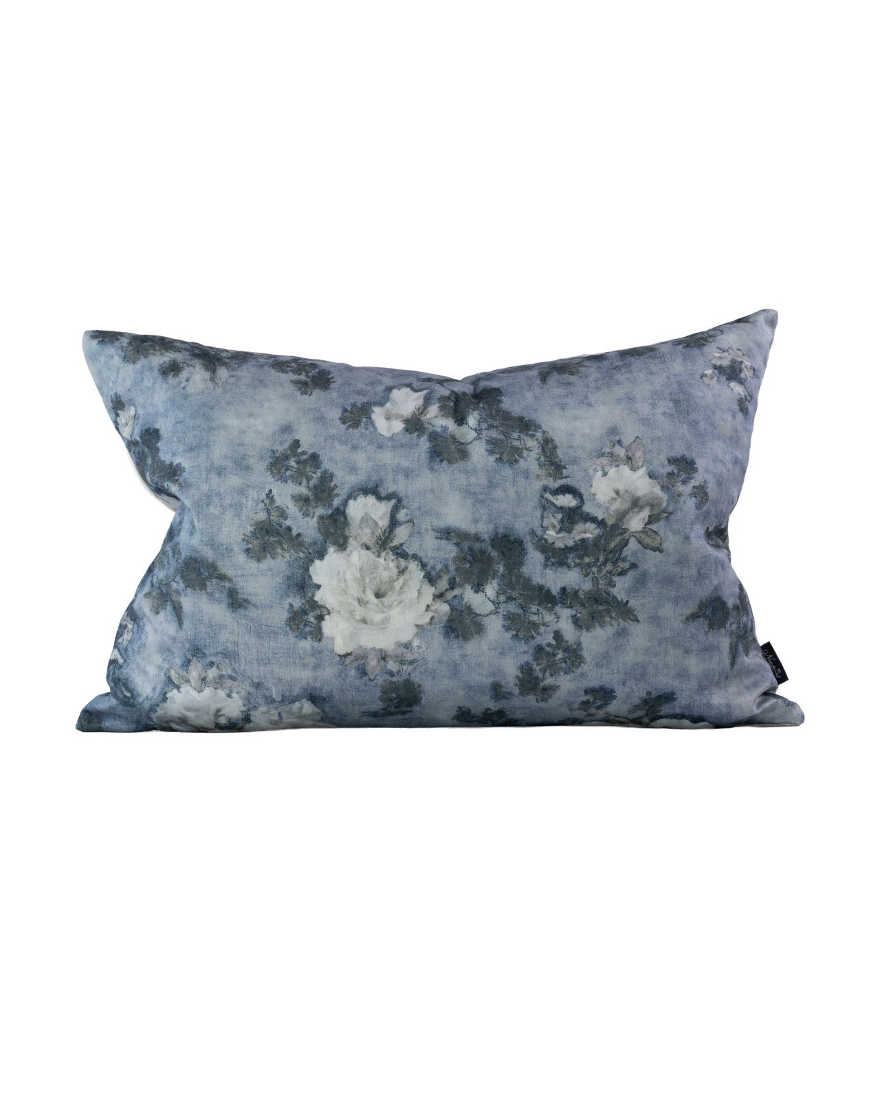 Impasto Floral Denim Cushion Cover - Blue