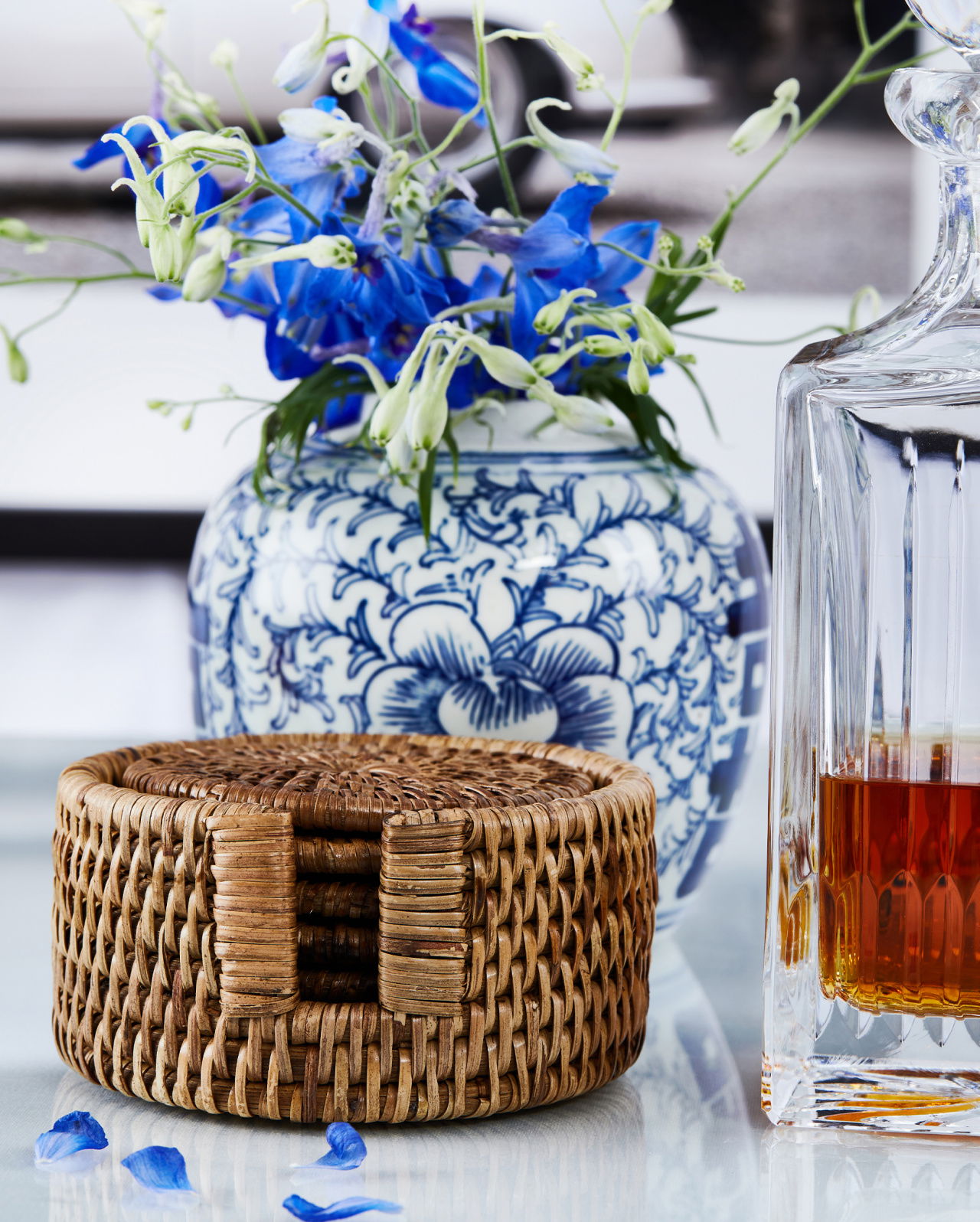 Antique glasunderlägg rotting rund 6-pack