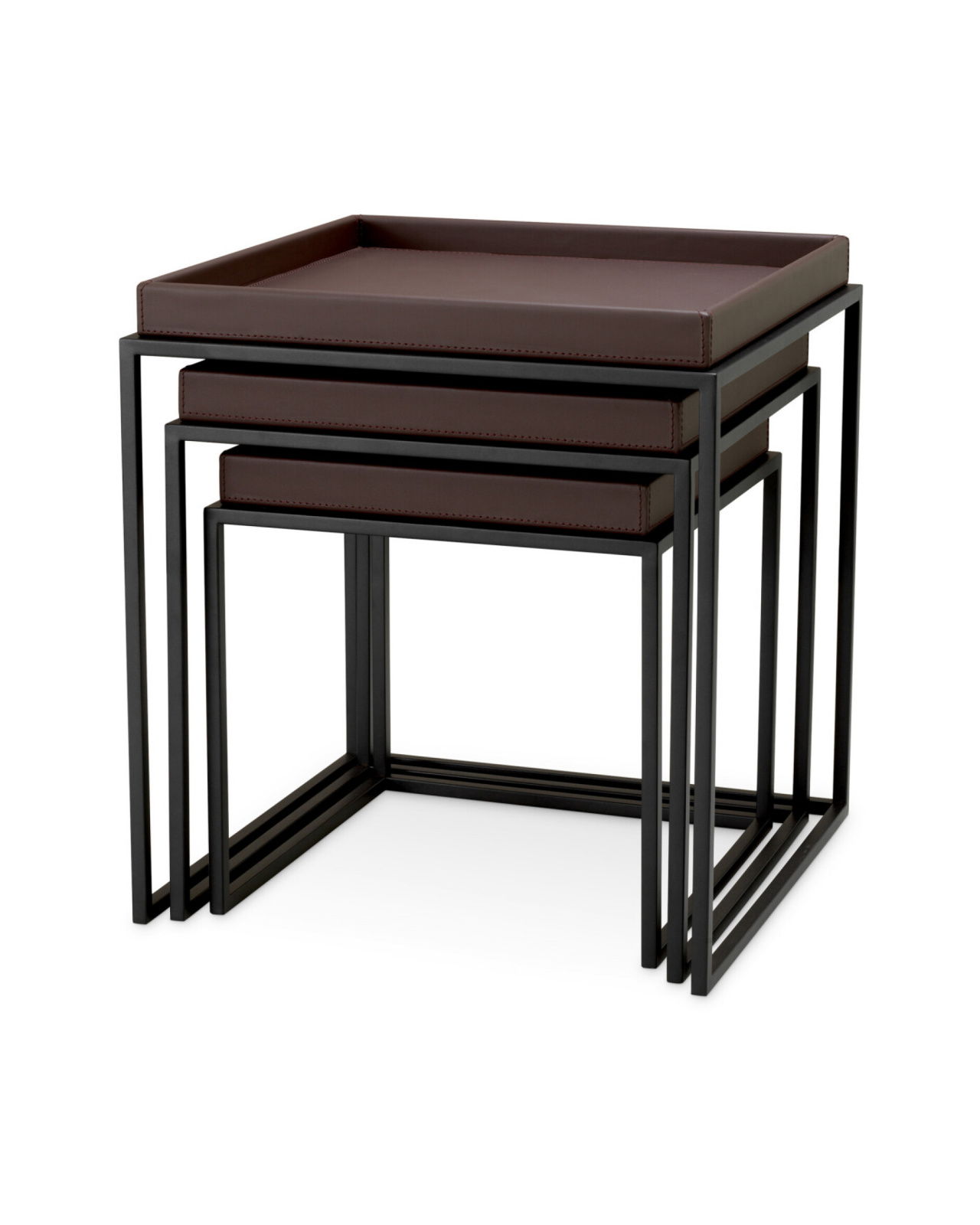 Léonard bijzettafel donkerbruin set van 3