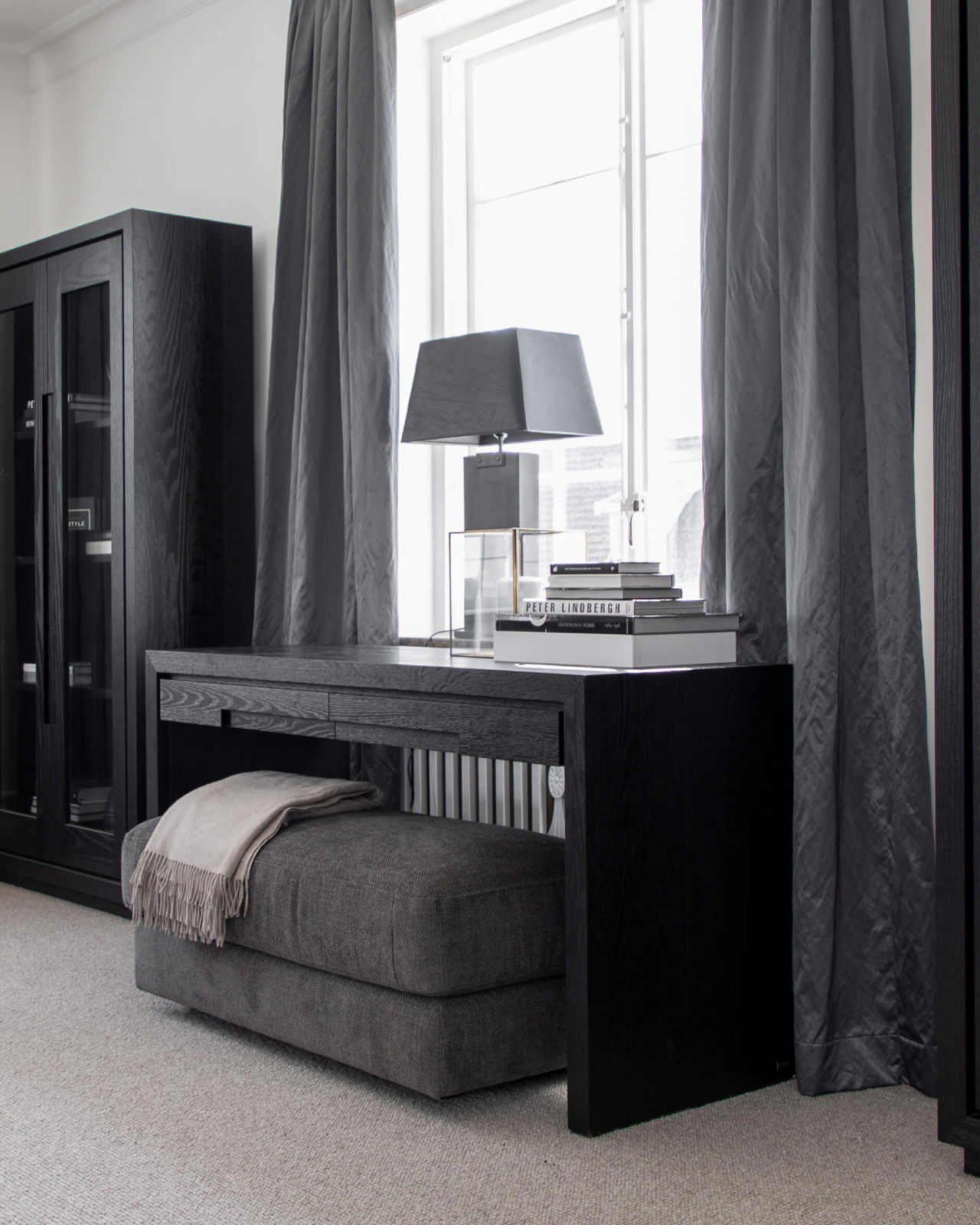 Rectangular lampskärm leather grey