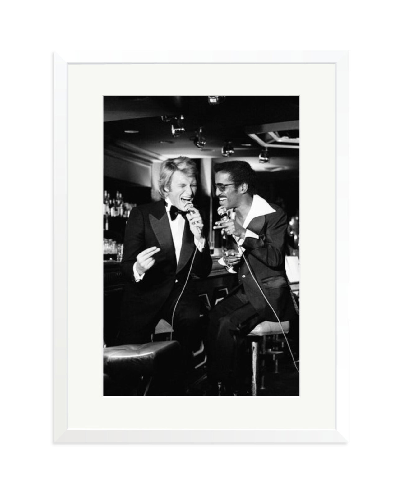 Johnny Hallyday and Sammy Davis Jr. White / XL
