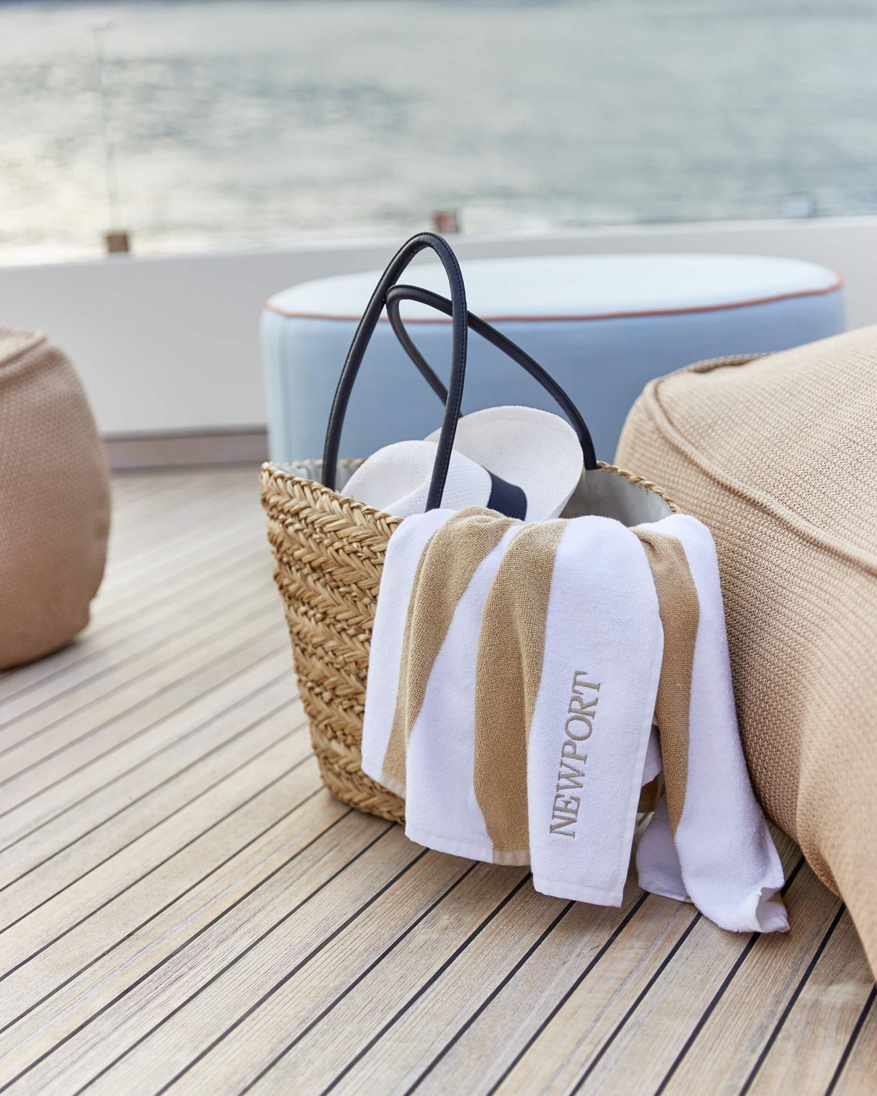 Santorini beach towel beige