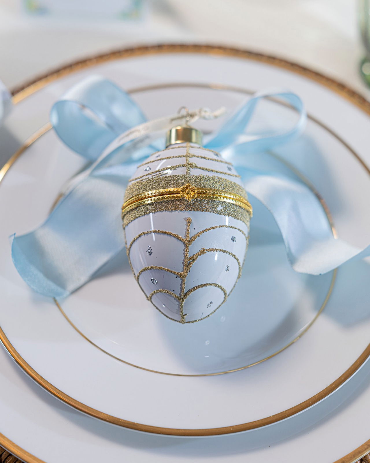 William Fabergé Egg Ornament White